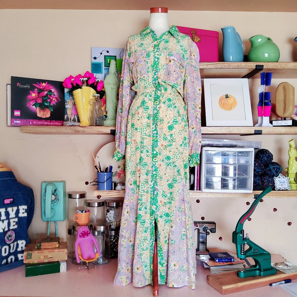 LOFT Maxi Dress Epitome of Spring Colorful Garden Size M Viscose